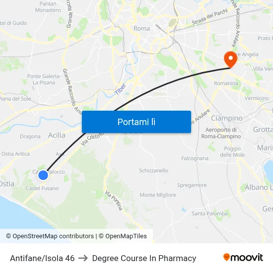 Antifane/Isola 46 to Degree Course In Pharmacy map