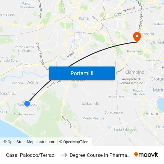 Casal Palocco/Terrazze to Degree Course In Pharmacy map