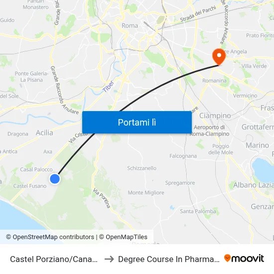 Castel Porziano/Canazei to Degree Course In Pharmacy map