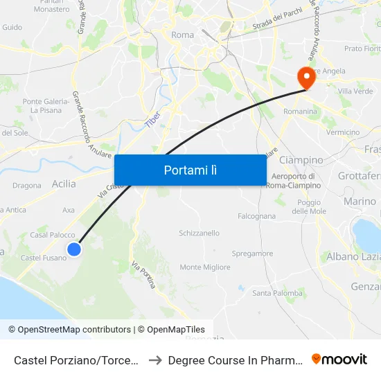 Castel Porziano/Torcegno to Degree Course In Pharmacy map