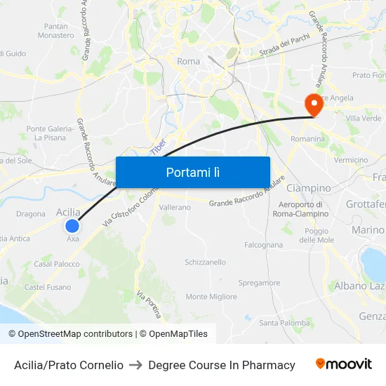 Acilia/Prato Cornelio to Degree Course In Pharmacy map