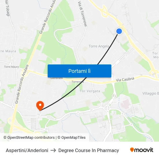 Aspertini/Anderloni to Degree Course In Pharmacy map