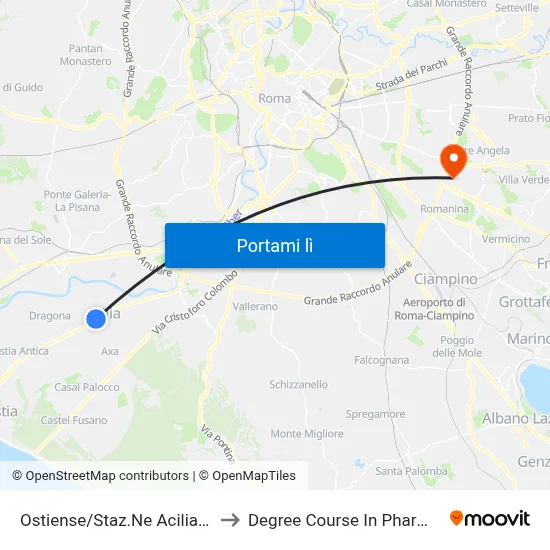 Ostiense/Staz.Ne Acilia (Rl) to Degree Course In Pharmacy map