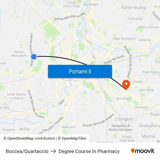 Boccea/Quartaccio to Degree Course In Pharmacy map