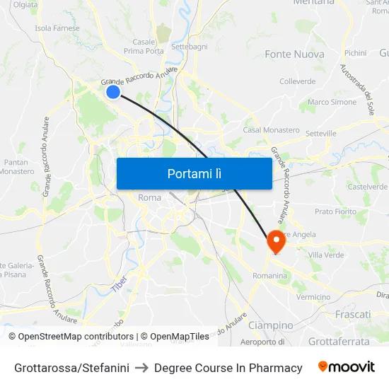 Grottarossa/Stefanini to Degree Course In Pharmacy map
