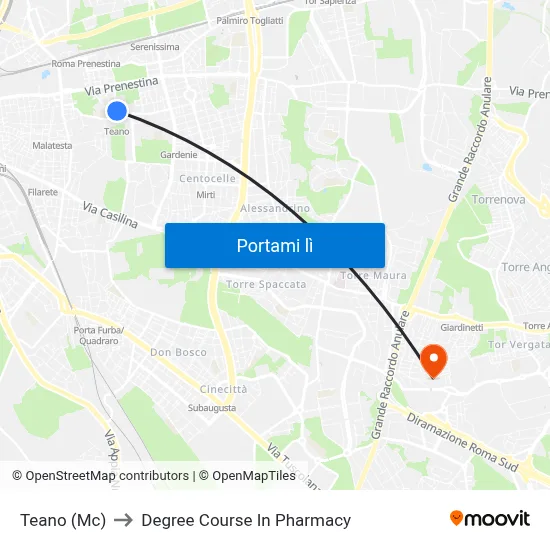 Teano (Mc) to Degree Course In Pharmacy map