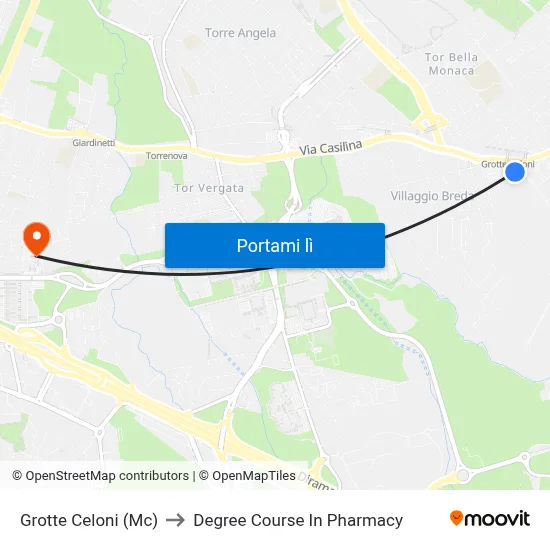 Grotte Celoni (Mc) to Degree Course In Pharmacy map