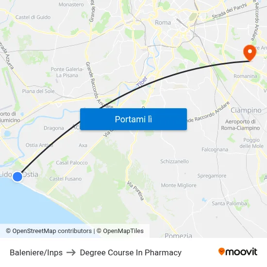 Baleniere/Inps to Degree Course In Pharmacy map