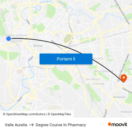 Valle Aurelia to Degree Course In Pharmacy map