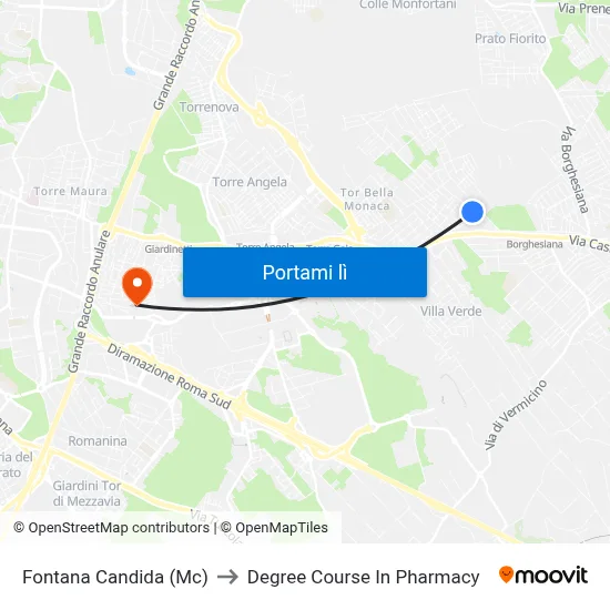 Fontana Candida (Mc) to Degree Course In Pharmacy map