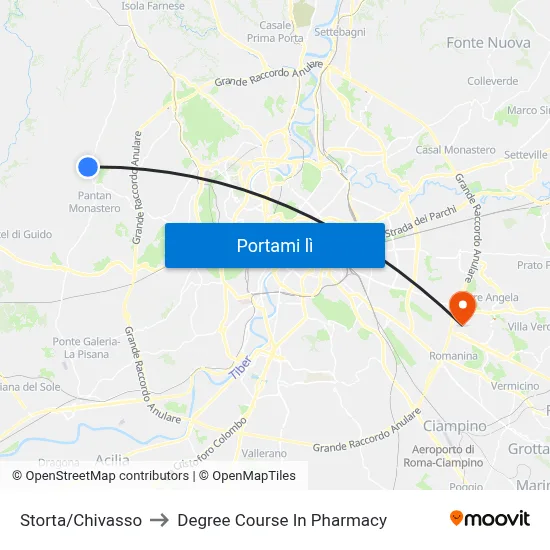 Storta/Chivasso to Degree Course In Pharmacy map