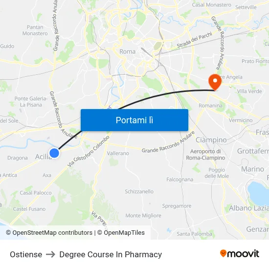 Ostiense to Degree Course In Pharmacy map