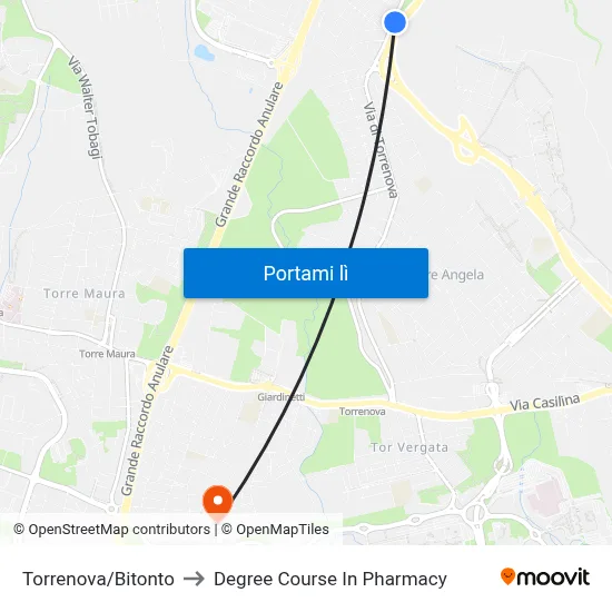 Torrenova/Bitonto to Degree Course In Pharmacy map