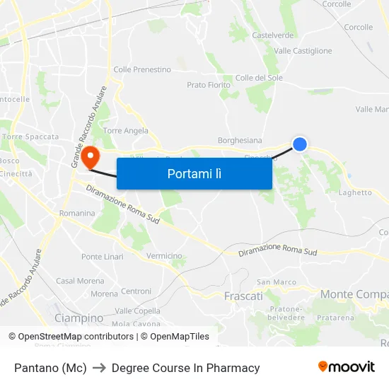 Pantano (Mc) to Degree Course In Pharmacy map