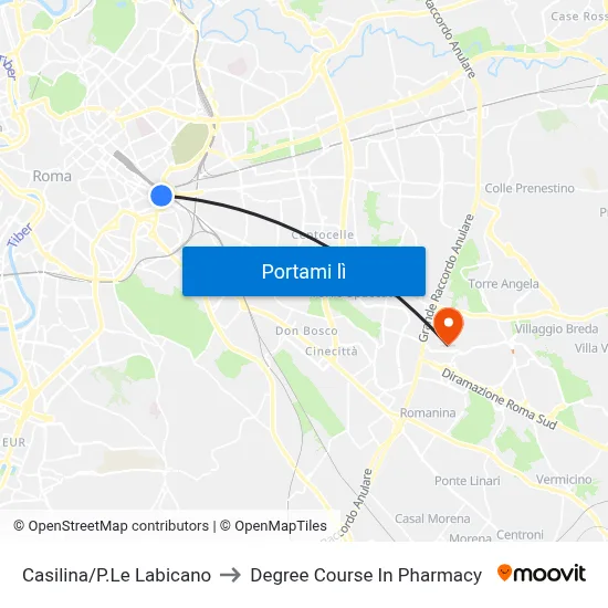 Casilina/P.Le Labicano to Degree Course In Pharmacy map
