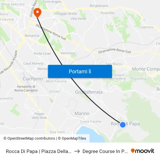 Rocca Di Papa | Piazza Della Repubblica to Degree Course In Pharmacy map