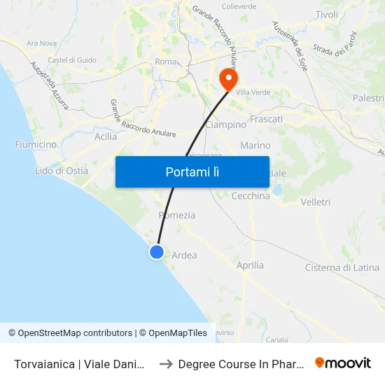 Torvaianica | Viale Danimarca to Degree Course In Pharmacy map