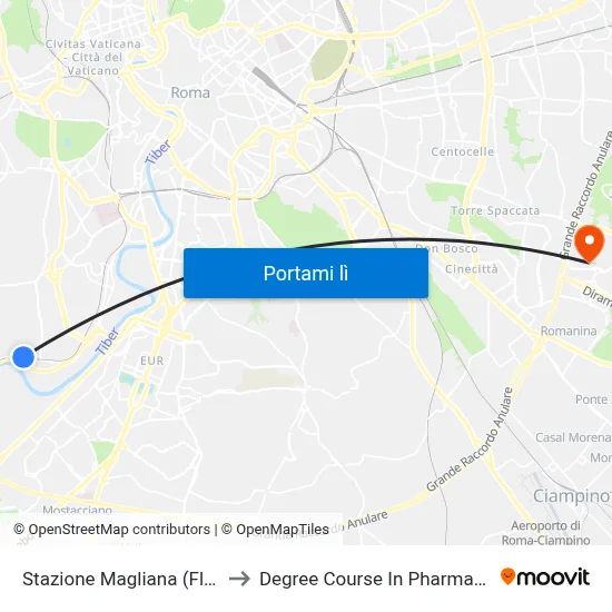 Stazione Magliana (Fl1) to Degree Course In Pharmacy map