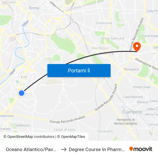 Oceano Atlantico/Pavese to Degree Course In Pharmacy map