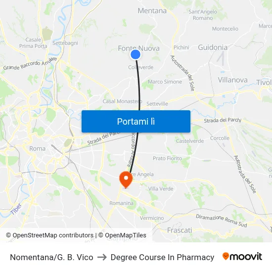 Nomentana/G. B. Vico to Degree Course In Pharmacy map