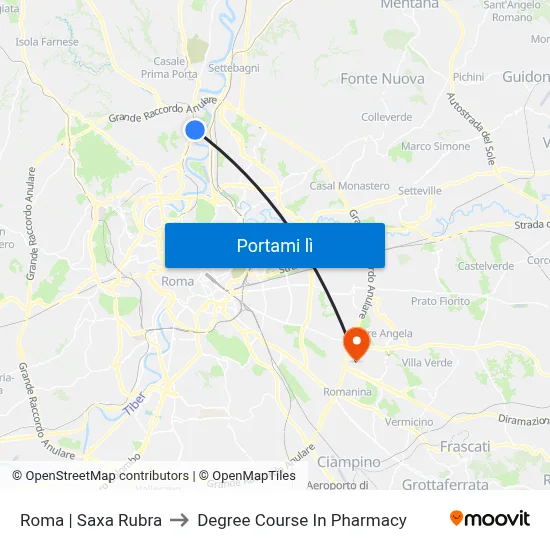 Roma | Saxa Rubra to Degree Course In Pharmacy map
