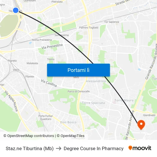 Staz.ne Tiburtina (Mb) to Degree Course In Pharmacy map