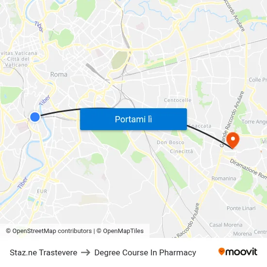 Staz.ne Trastevere to Degree Course In Pharmacy map