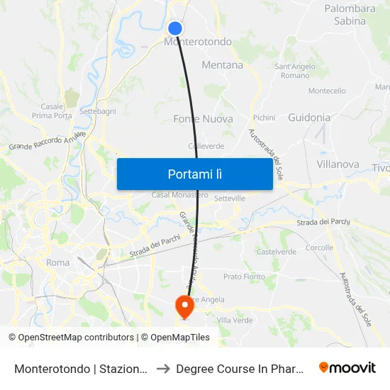Monterotondo | Stazione FS to Degree Course In Pharmacy map