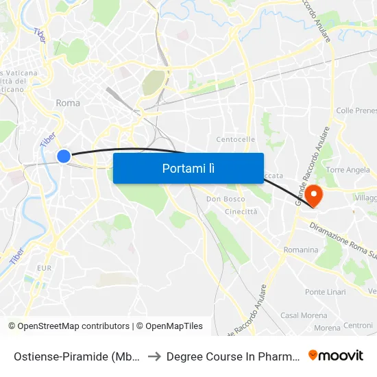Ostiense-Piramide (Mb-Rl) to Degree Course In Pharmacy map