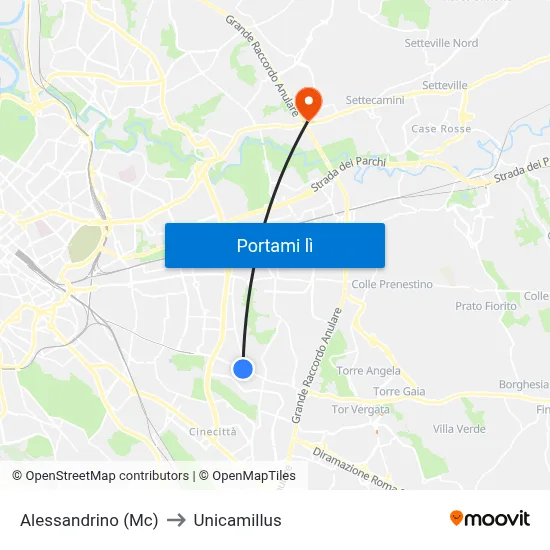 Alessandrino (Mc) to Unicamillus map