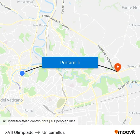 XVII Olimpiade to Unicamillus map