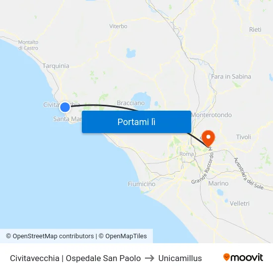 Civitavecchia | Ospedale San Paolo to Unicamillus map