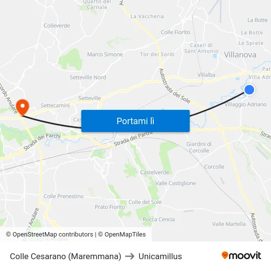 Colle Cesarano (Maremmana) to Unicamillus map