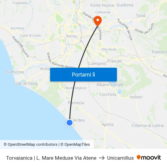 Torvaianica | L. Mare Meduse Via Atene to Unicamillus map