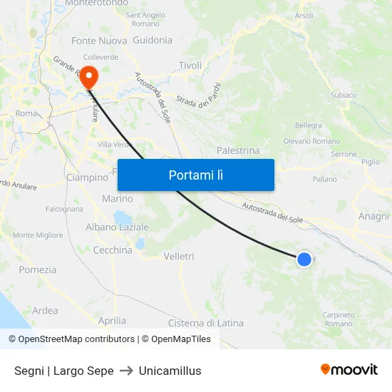 Segni | Largo Sepe to Unicamillus map