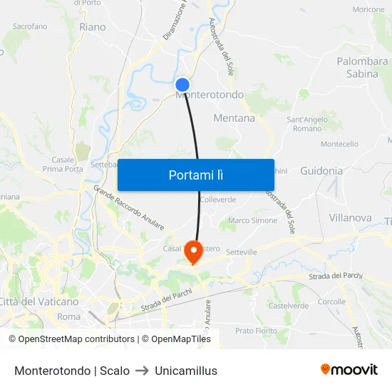 Monterotondo | Scalo to Unicamillus map