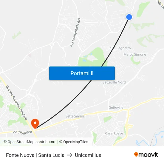 Fonte Nuova | Santa Lucia to Unicamillus map