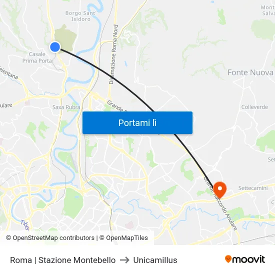 Roma | Stazione Montebello to Unicamillus map