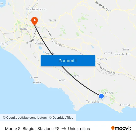 Monte S. Biagio | Stazione FS to Unicamillus map