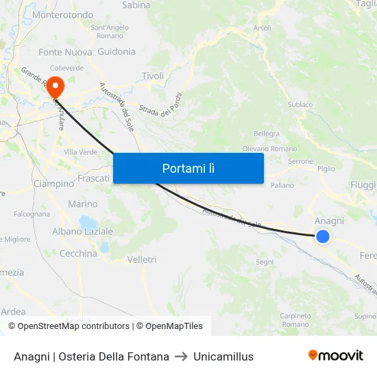 Anagni | Osteria Della Fontana to Unicamillus map