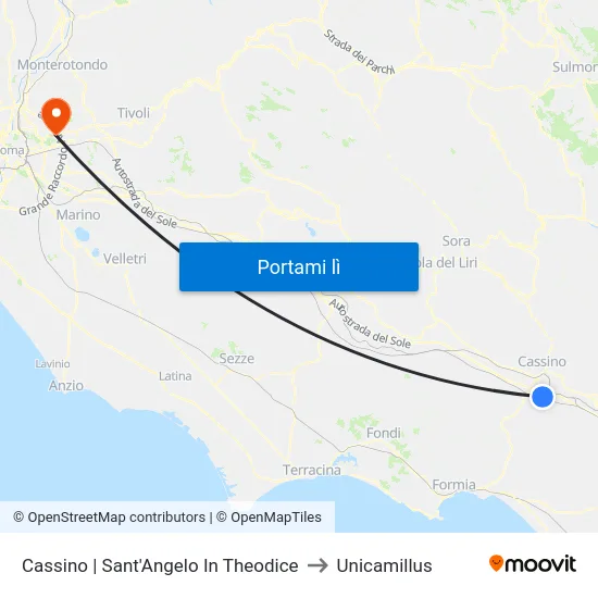 Cassino | Sant'Angelo In Theodice to Unicamillus map