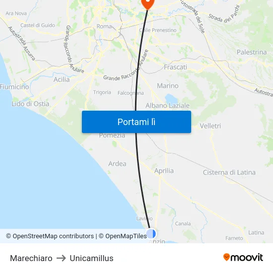 Marechiaro to Unicamillus map
