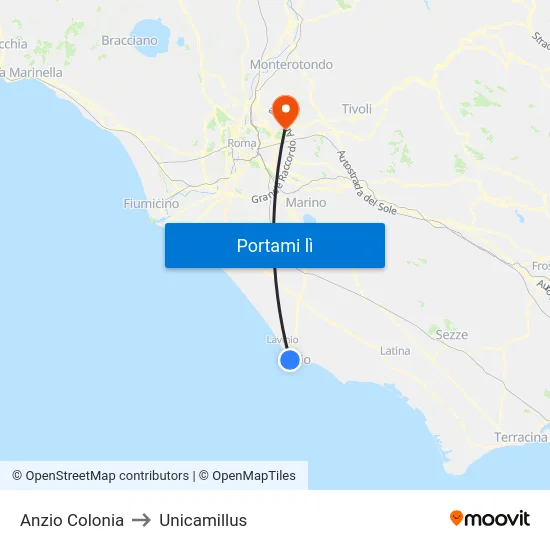 Anzio Colonia to Unicamillus map