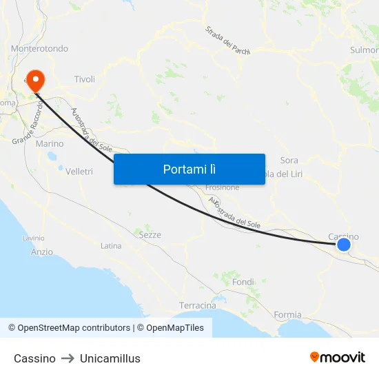 Cassino to Unicamillus map