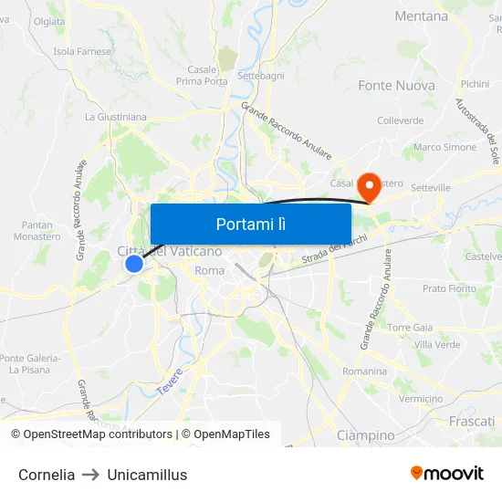 Cornelia to Unicamillus map
