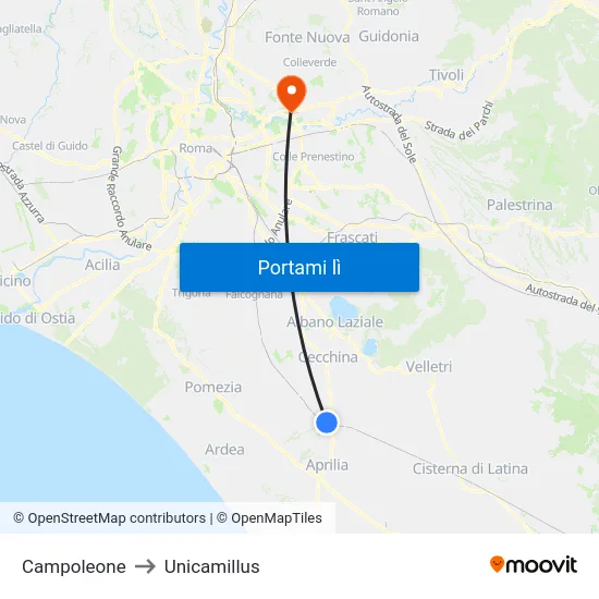 Campoleone to Unicamillus map