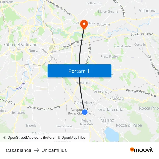 Casabianca to Unicamillus map