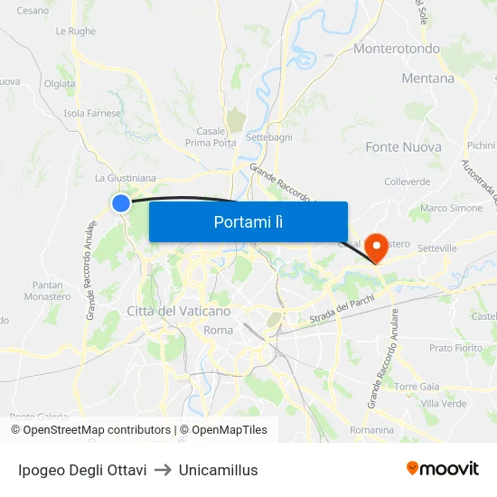Ipogeo Degli Ottavi to Unicamillus map
