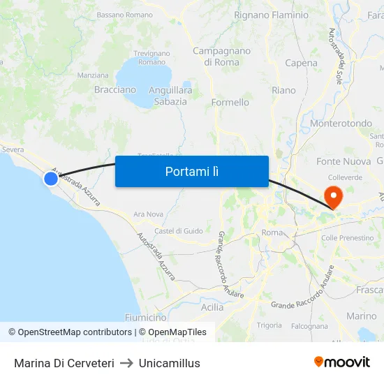 Marina Di Cerveteri to Unicamillus map