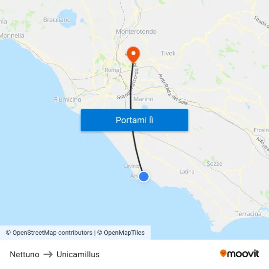 Nettuno to Unicamillus map